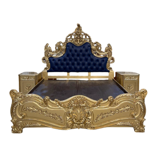 Vintage Style Wooden Carved Bed – Premium Furniture