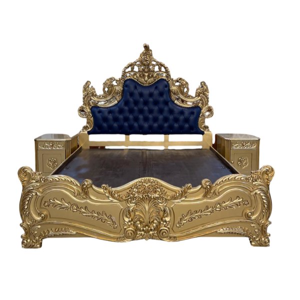 Vintage Style Wooden Carved Bed – Premium Furniture
