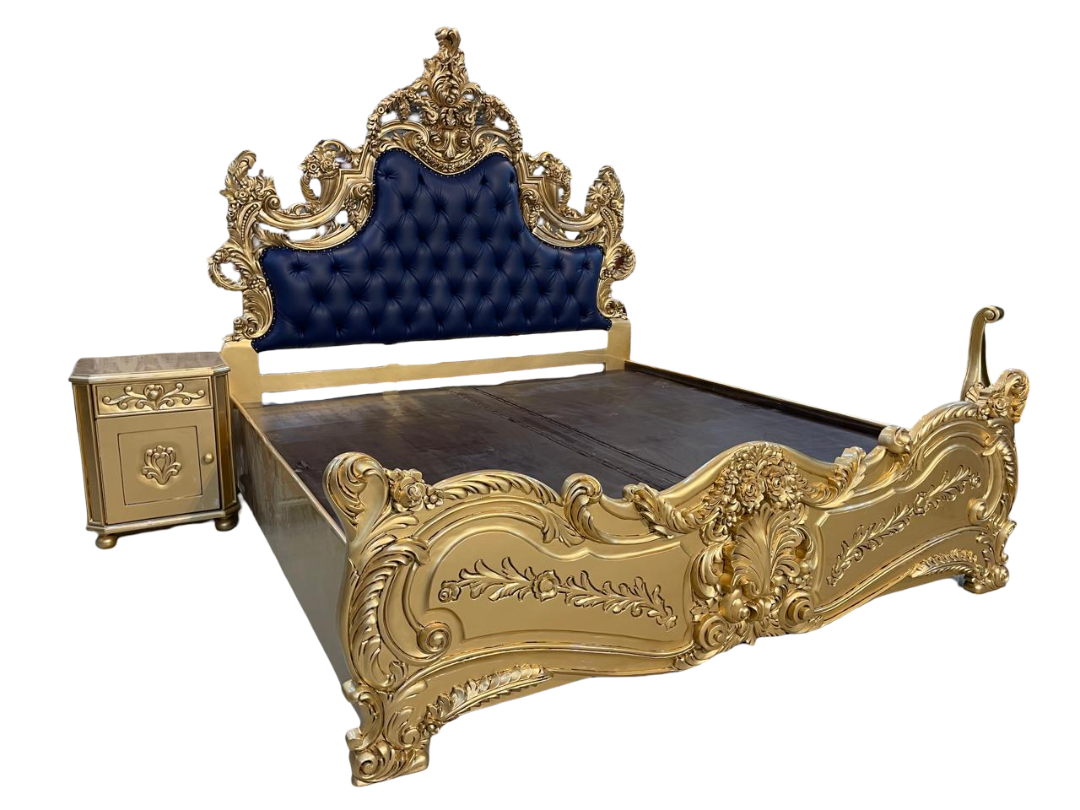 Vintage Style Wooden Carved Bed – Premium Furniture