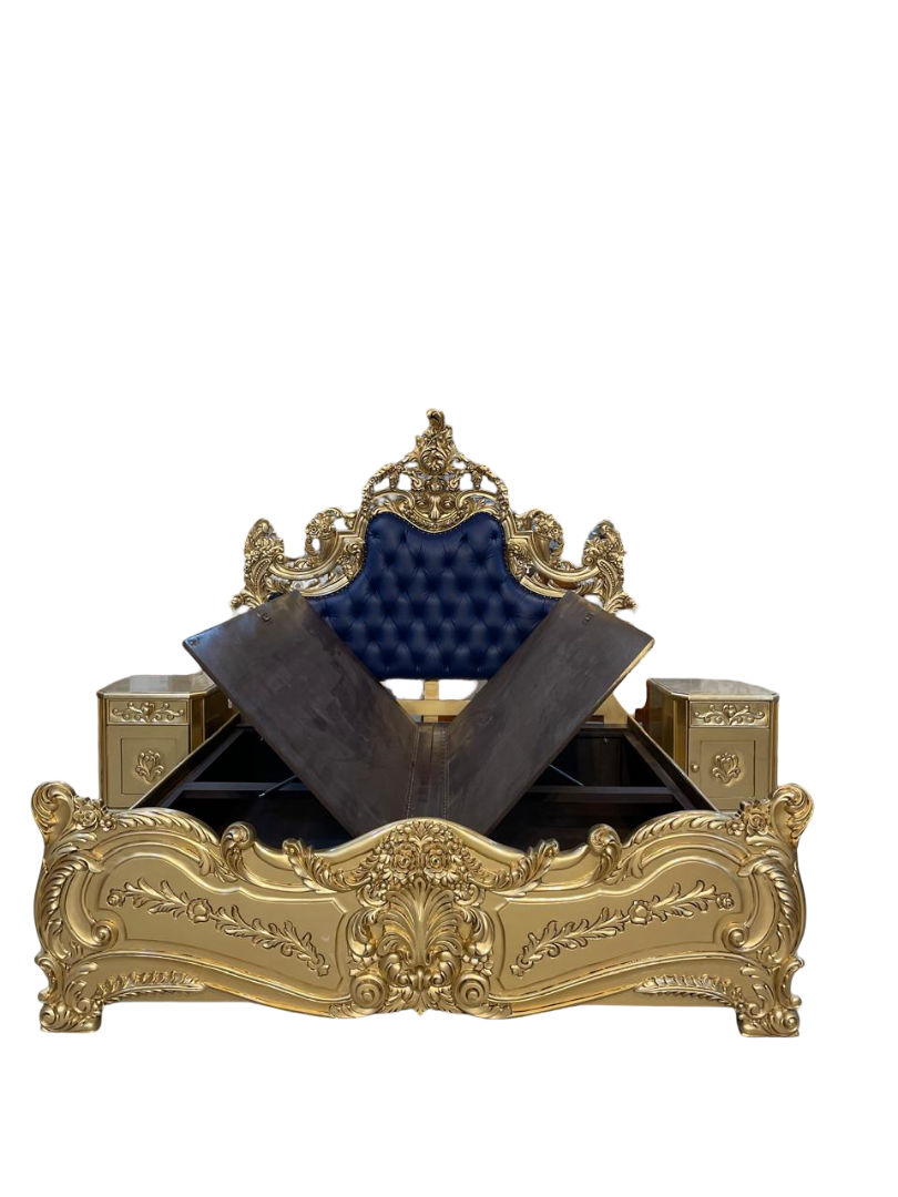 Vintage Style Wooden Carved Bed – Premium Furniture