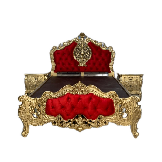 Royal Carved Wooden Bed – Elegant Bedroom Furniture