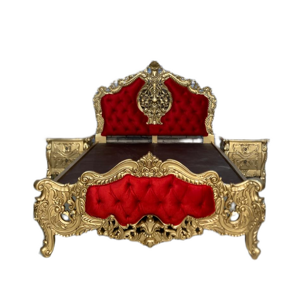 Royal Carved Wooden Bed – Elegant Bedroom Furniture