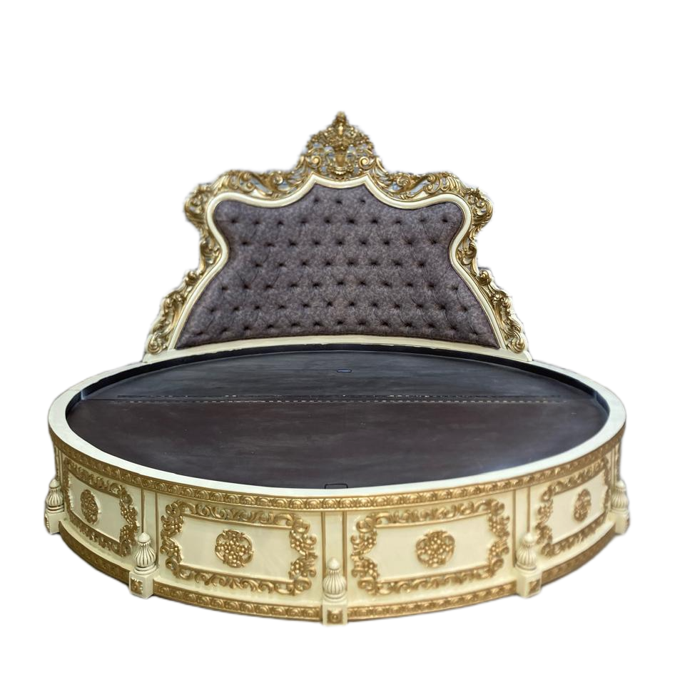 Classic Antique-Style Carved Bed in Solid Wood