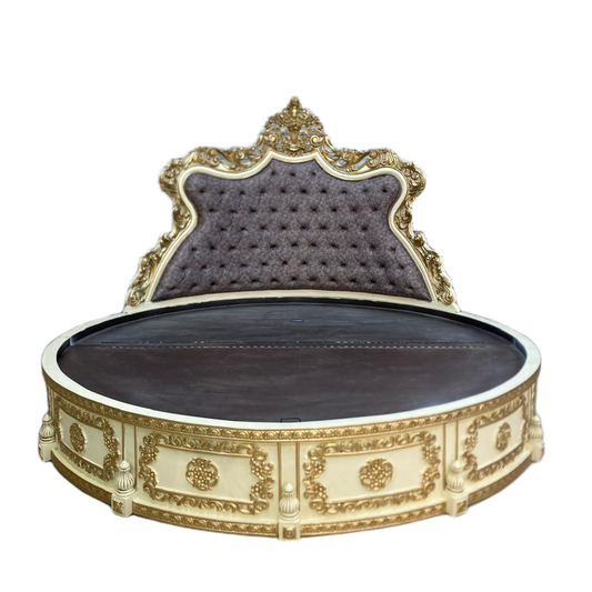 Classic Antique-Style Carved Bed in Solid Wood