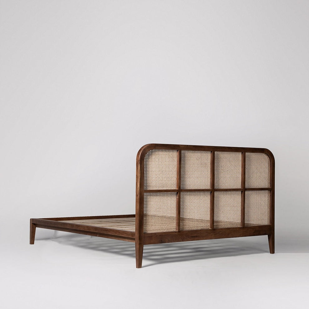 Coastal Style Wooden Rattan Bed with Sleek Design