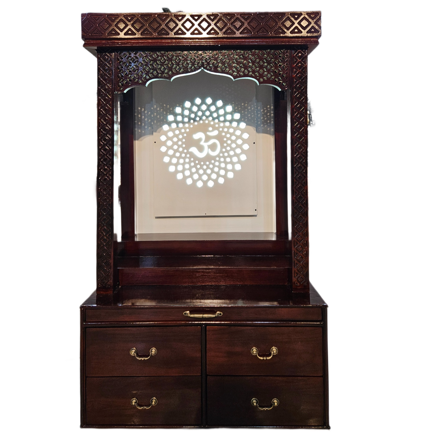 Handmade Wooden Temple with Fine Finishing