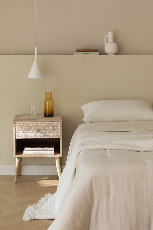 Ornate Carved Bedside Table with Royal Wooden Frame