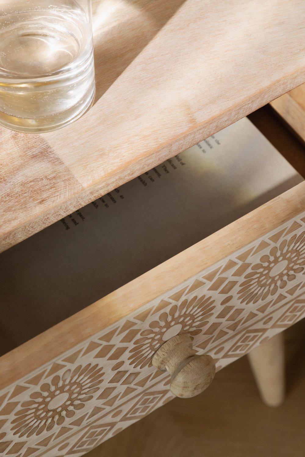Ornate Carved Bedside Table with Royal Wooden Frame