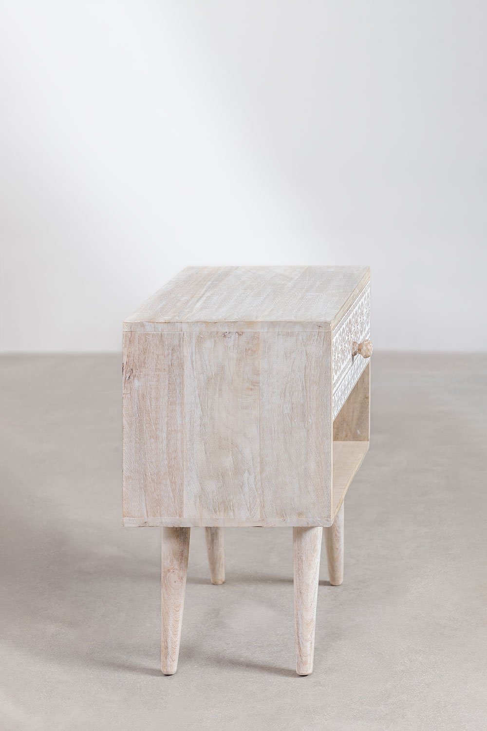 Ornate Carved Bedside Table with Royal Wooden Frame