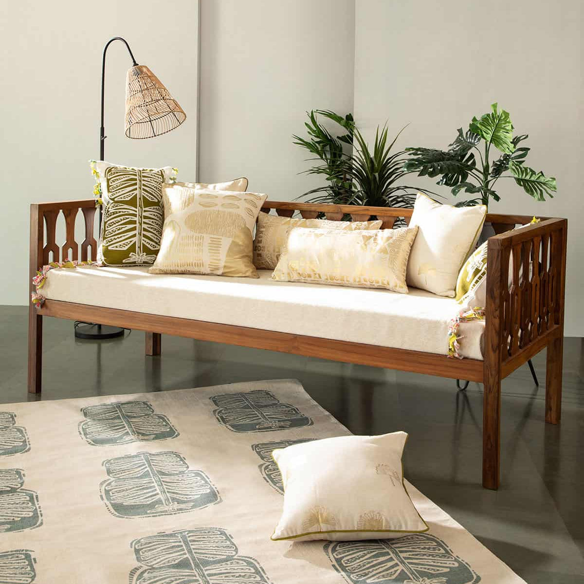 Premium Wooden Frame 3-Seater Sofa with Cushioned Seating