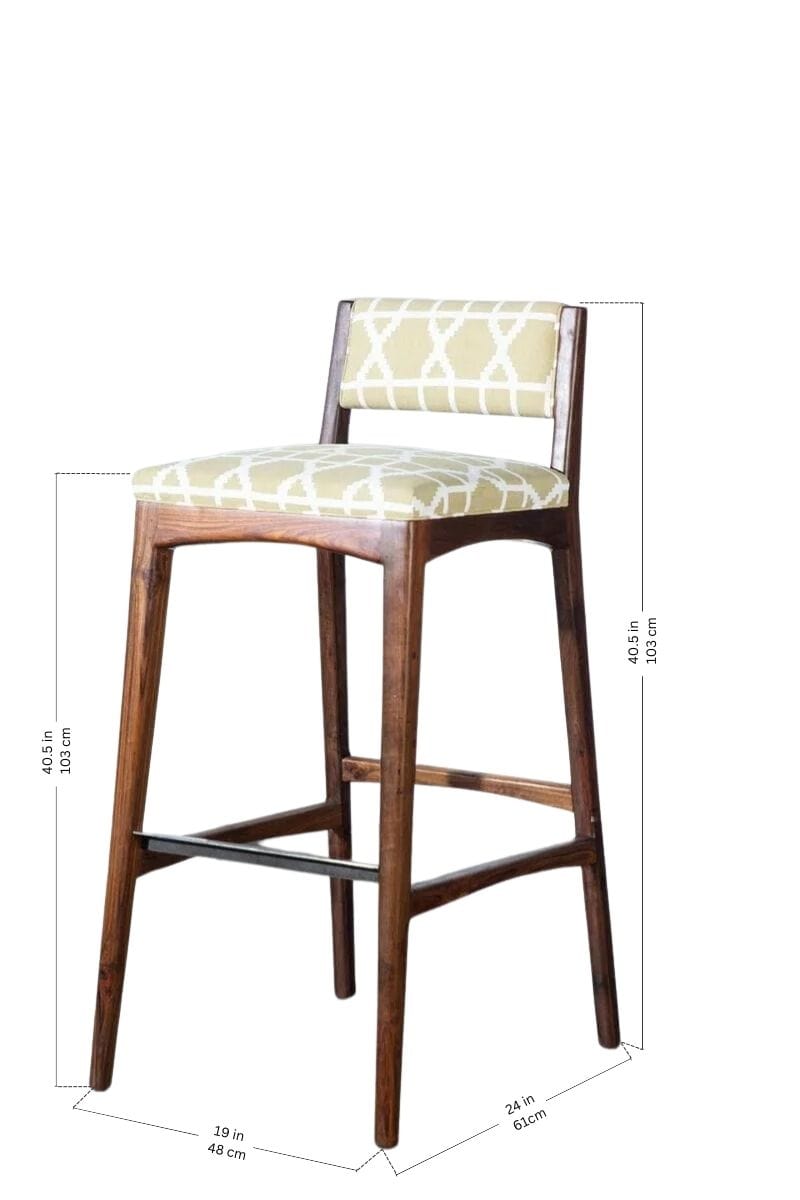 Solid Wood Bar Stool | Backrest High Chair for Dining & Bar Counter