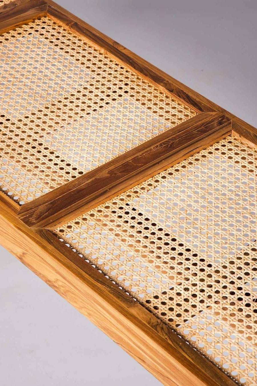 Wooden Woven Cane Bench for Bedroom & Hallway