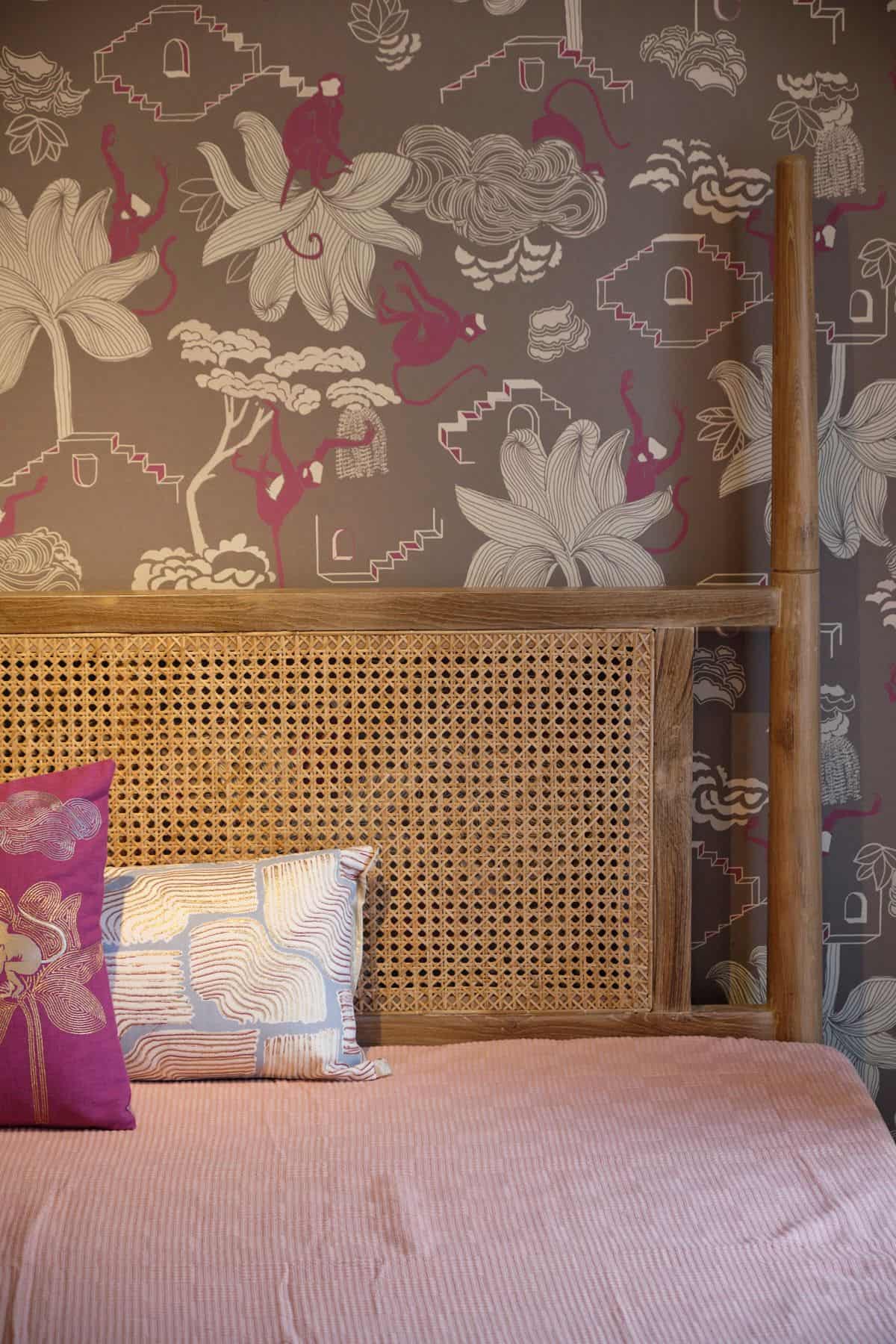 Premium Solid Wood Bed with Rattan Detailing