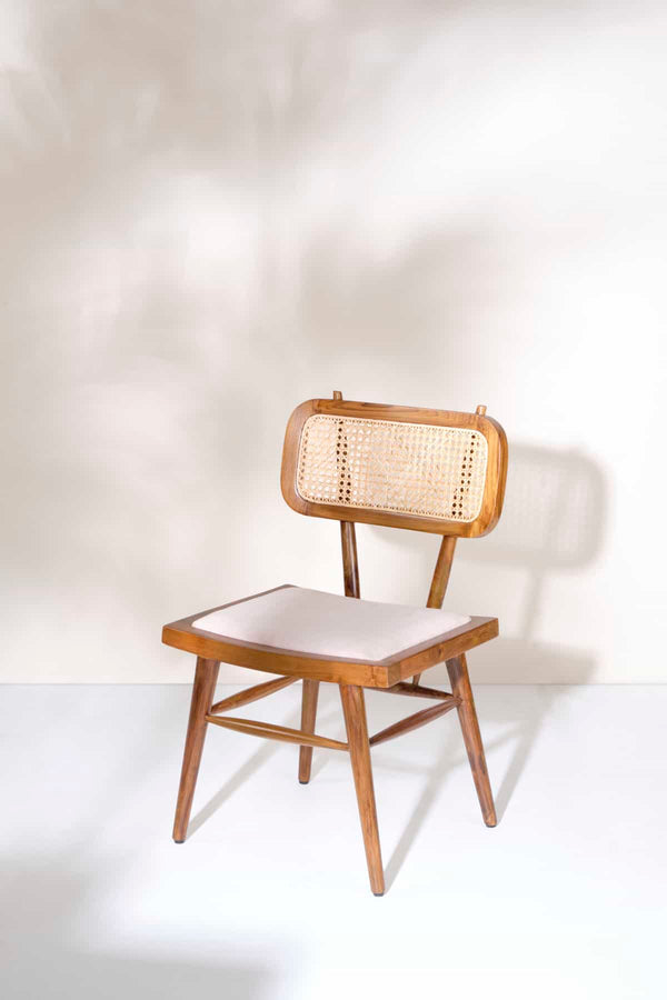 Handwoven Cane Dining Chair | Natural Rattan Back