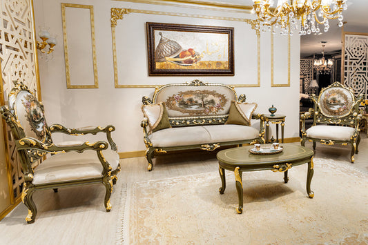 Premium Antique Sofa Set with Handcrafted Carved Frame