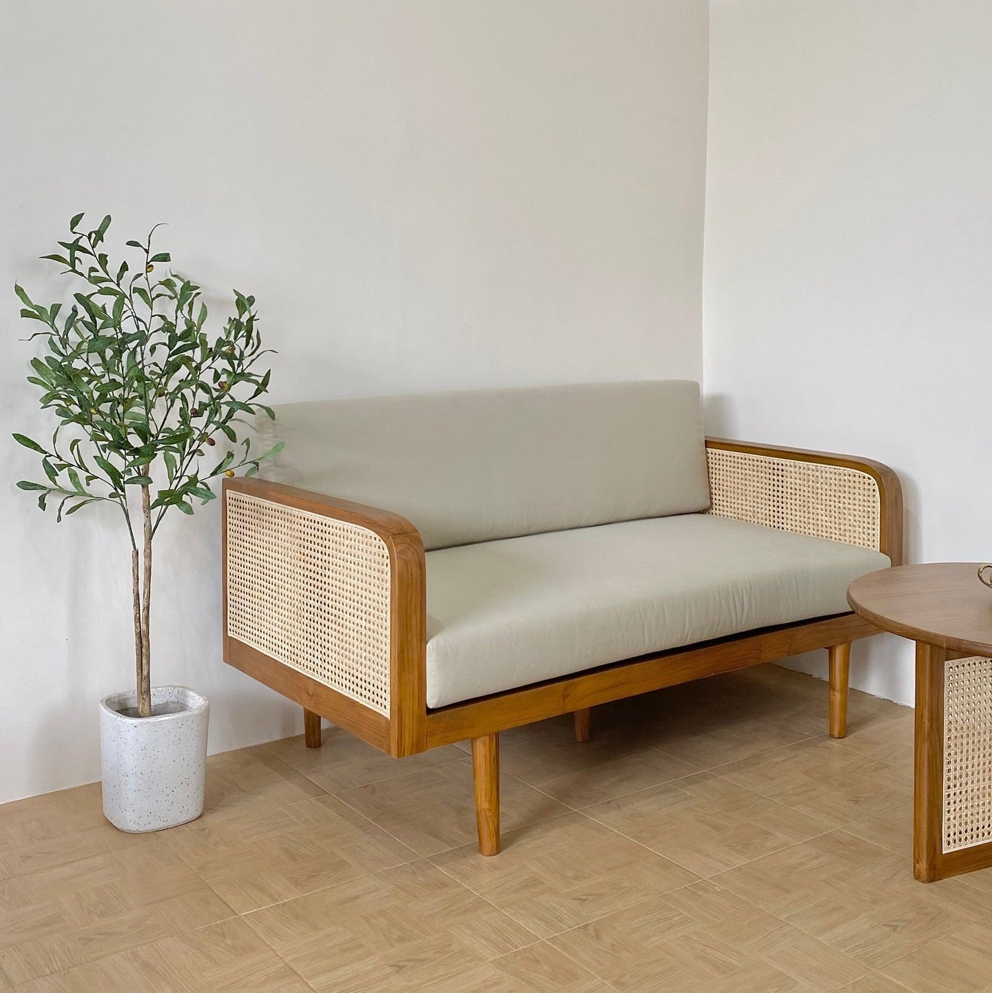 Designer Wooden 3-Seater Sofa with Comfortable Cushions