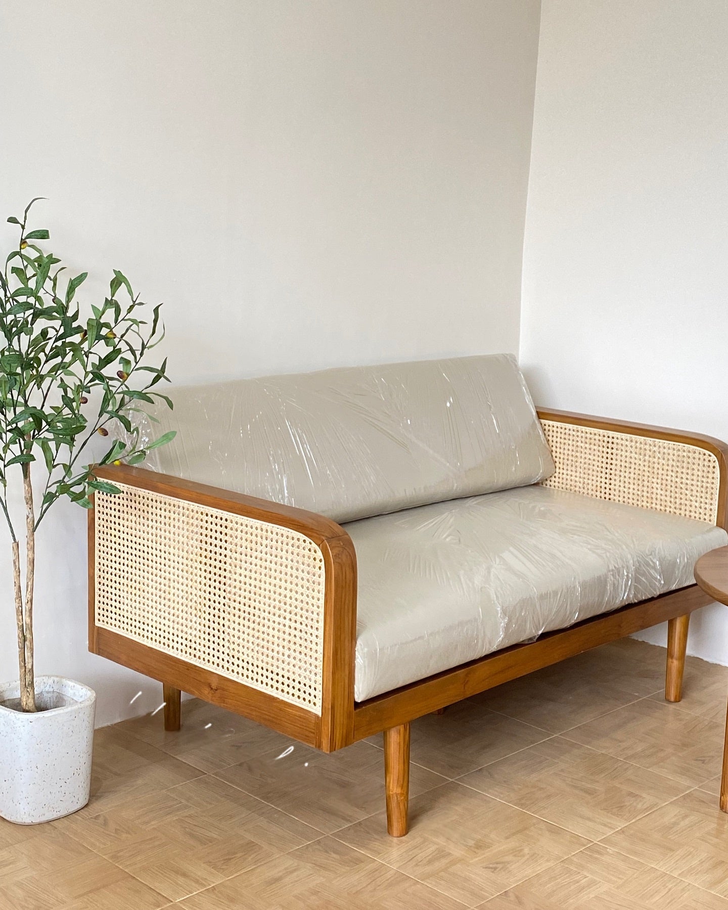 Designer Wooden 3-Seater Sofa with Comfortable Cushions