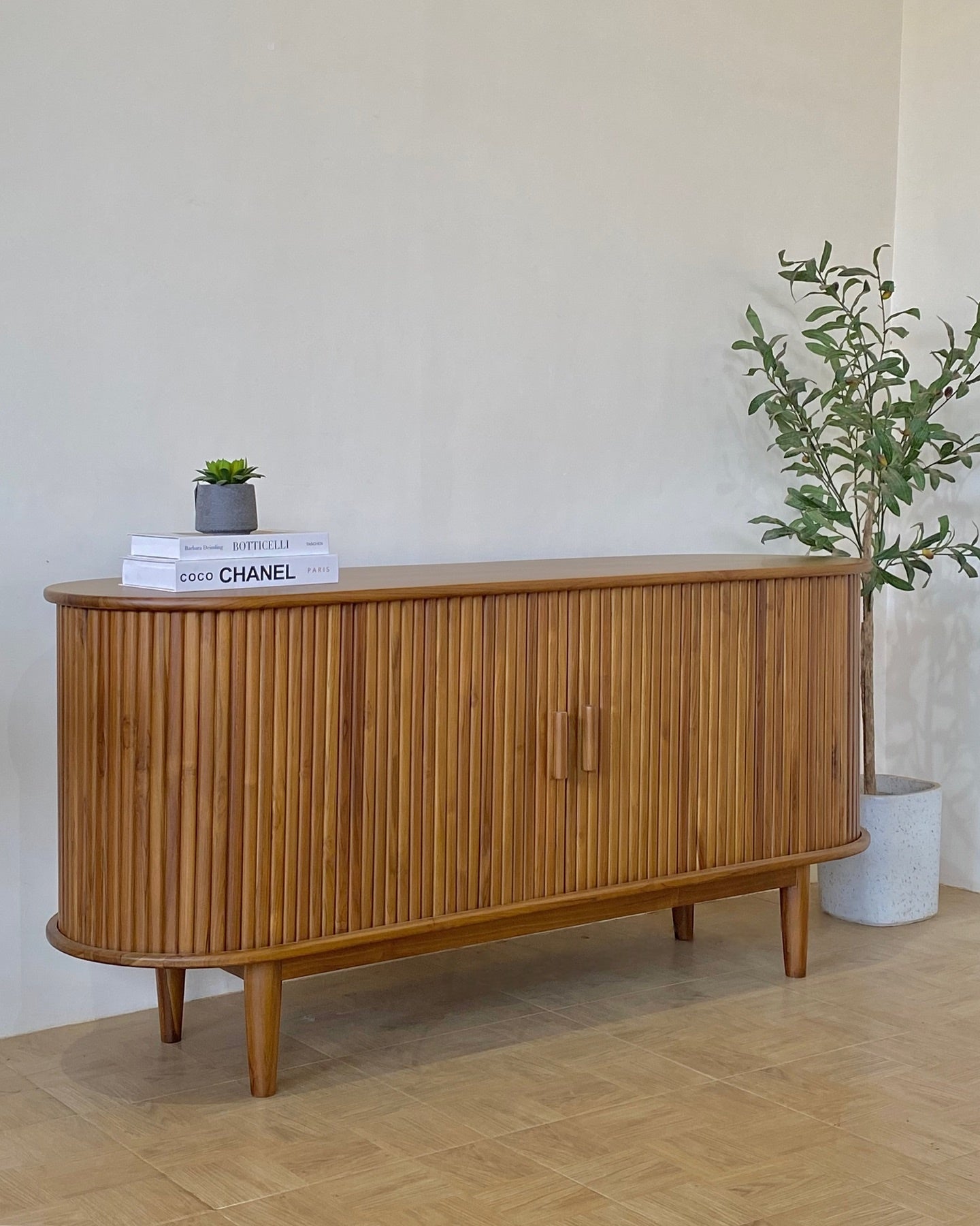 Handcrafted Wooden TV Cabinet – Media Console with Drawers