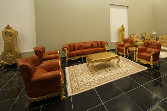 Antique Style Carved Sofa Set for Luxury Living Rooms