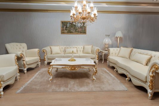 Antique Inspired Hand-Carved Wooden Sofa Set