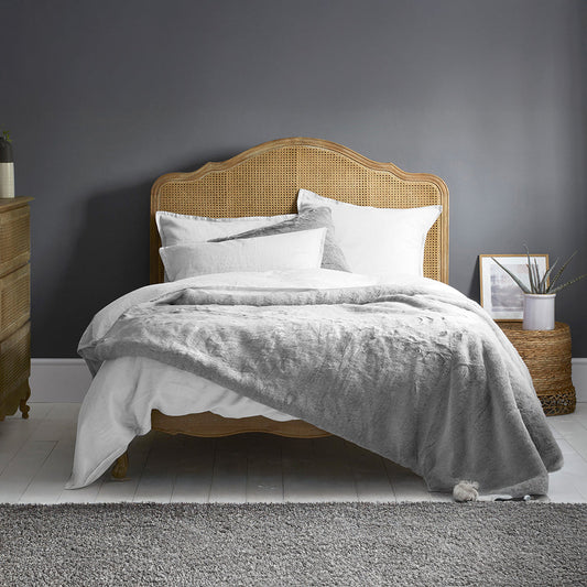 Natural Cane Wooden Bed with Minimal Design