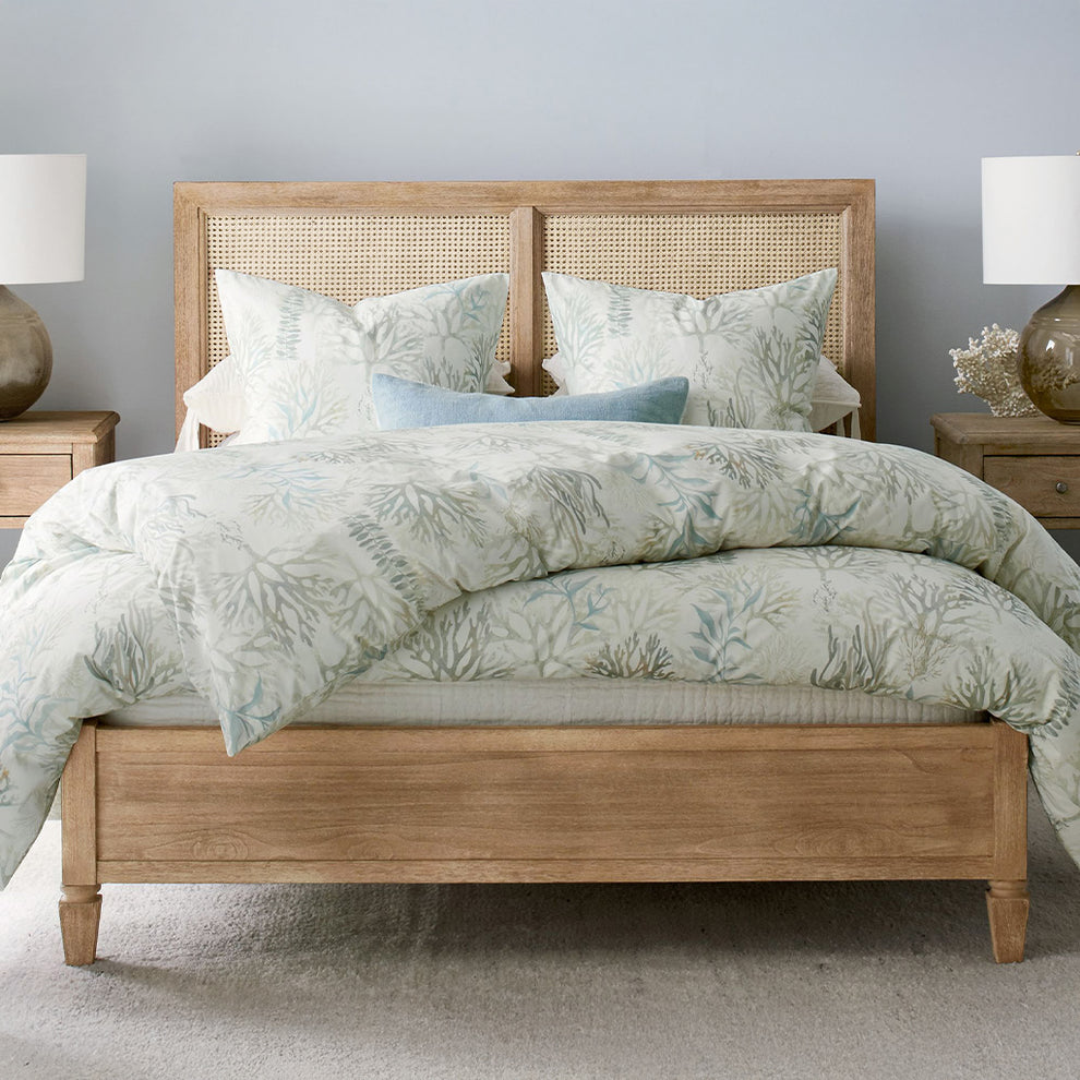 Designer Rattan Bed with Handwoven Cane Headboard