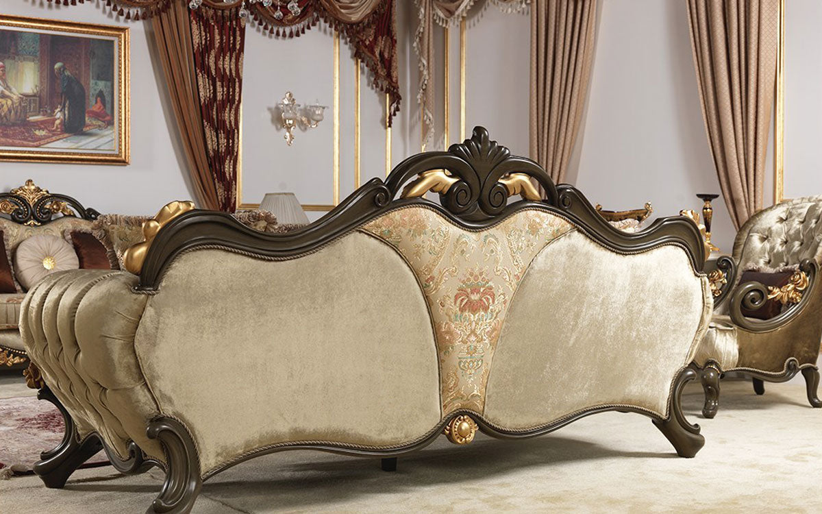 Luxury Wooden Sofa Set with Hand-Carved Detailing