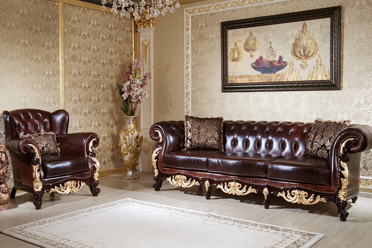 Antique Style Carved Sofa Set for Luxury Living Rooms