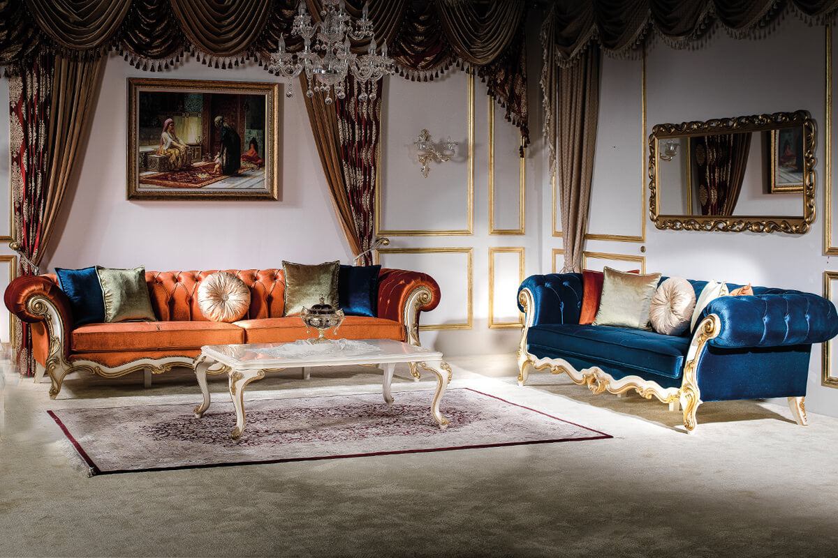 Elegant Wooden Carved Sofa Set with Premium Upholstery