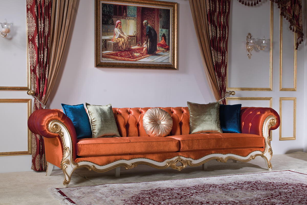 Elegant Wooden Carved Sofa Set with Premium Upholstery