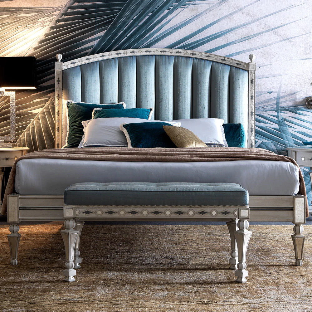 Classic Wooden Bed with Antique Carved Design