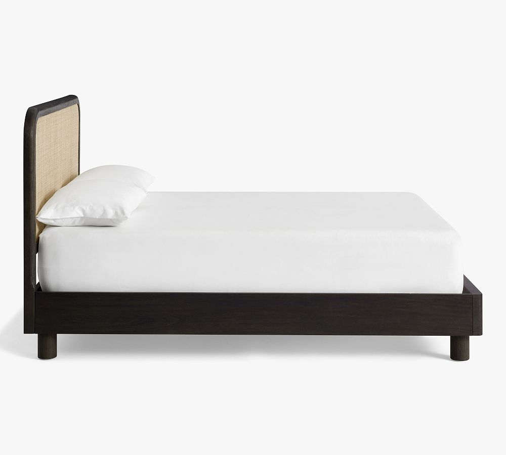 Premium Wooden Bed with Minimal Rattan Detailing