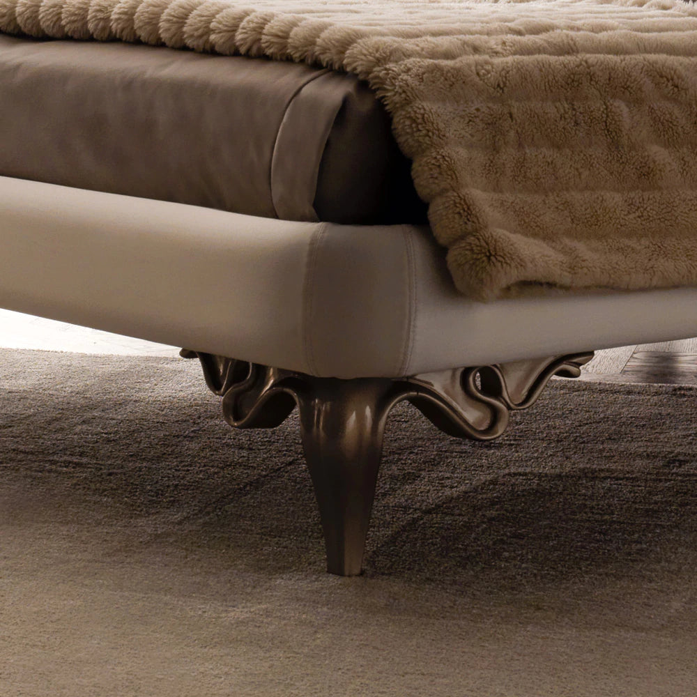 Classic Wooden Bed with Antique Carved Design