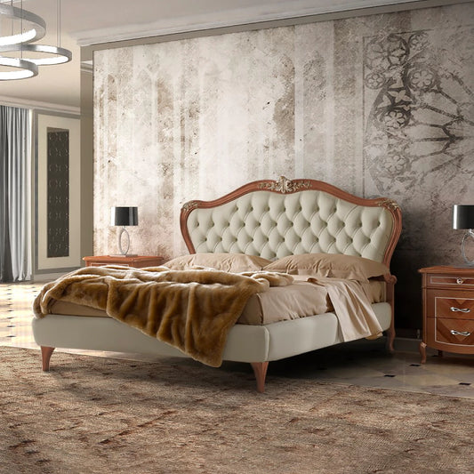 Elegant Hand-Carved Bed with Classic Wooden Design