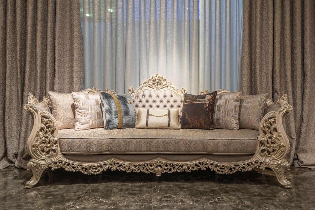 Luxury Sofa Set with Classic Wooden Carved Detailing