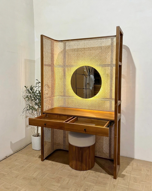 Solid Wood Dressing Unit with Mirror & Storage | Handcrafted Vanity Table