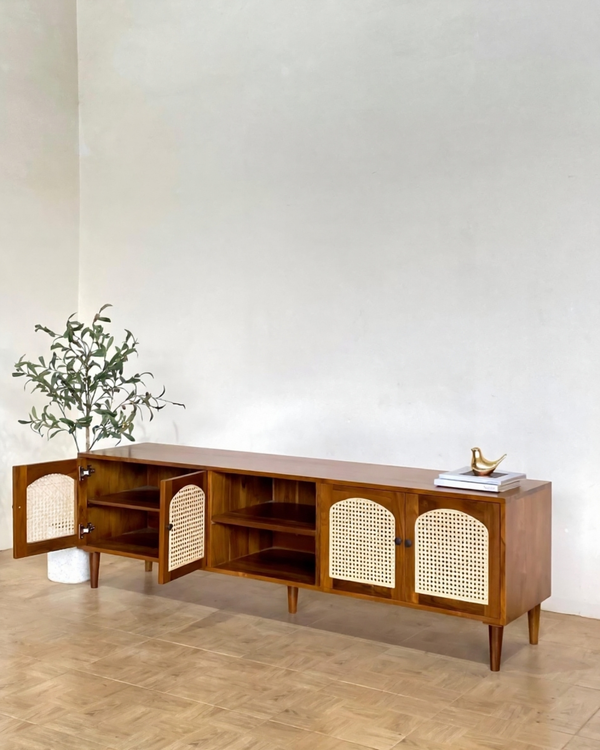 Minimalist TV Console with Storage – Wooden Entertainment Table