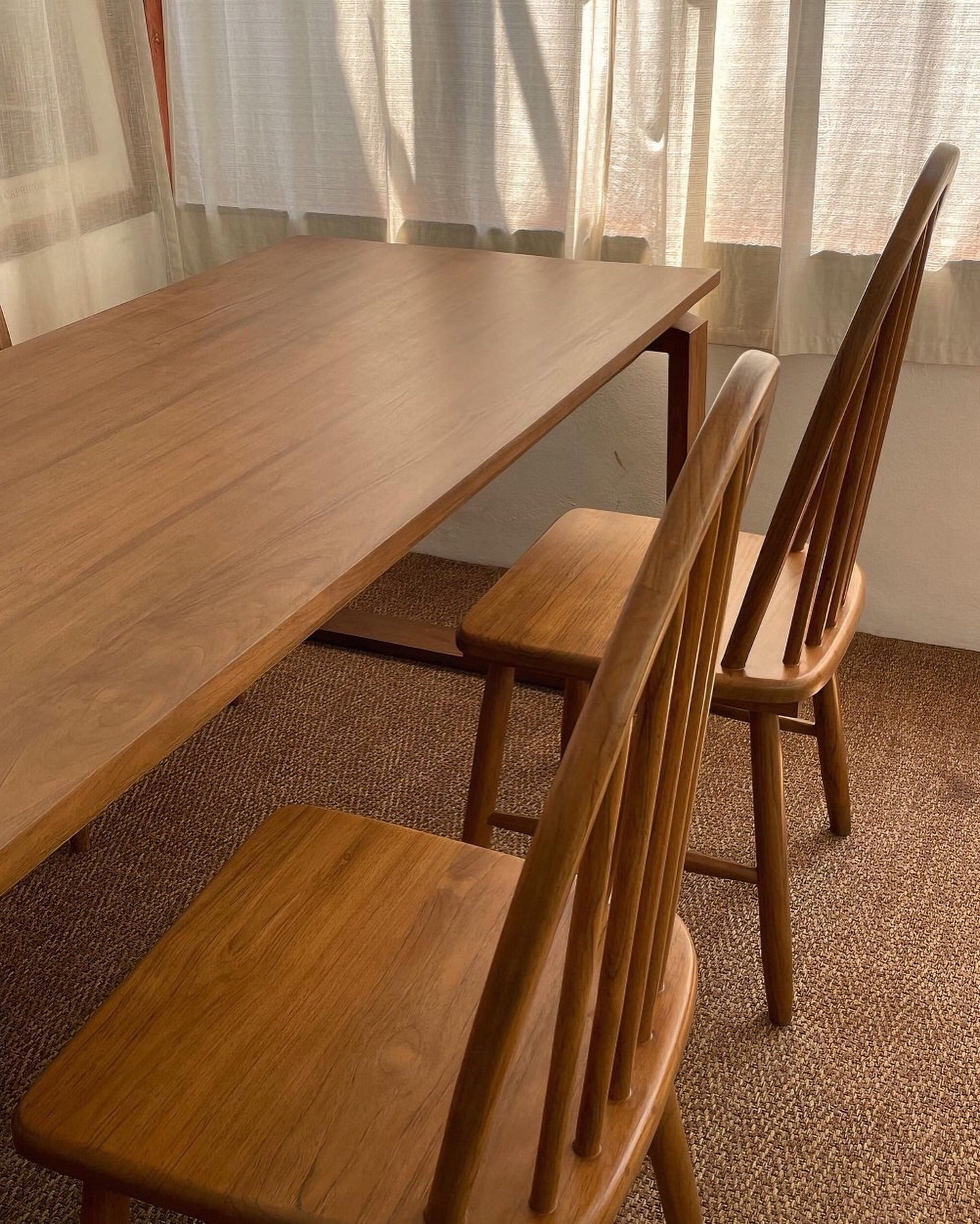 Modern Oak Dining Table Set with Premium Fabric Upholstery