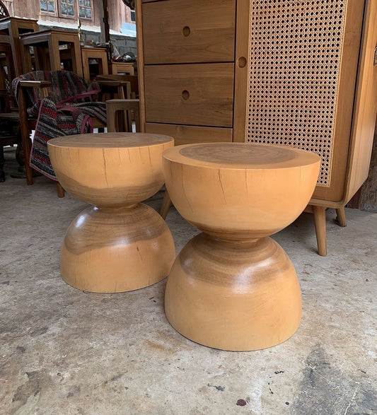 Handcrafted Carved Nightstand with Antique Wooden Detailing