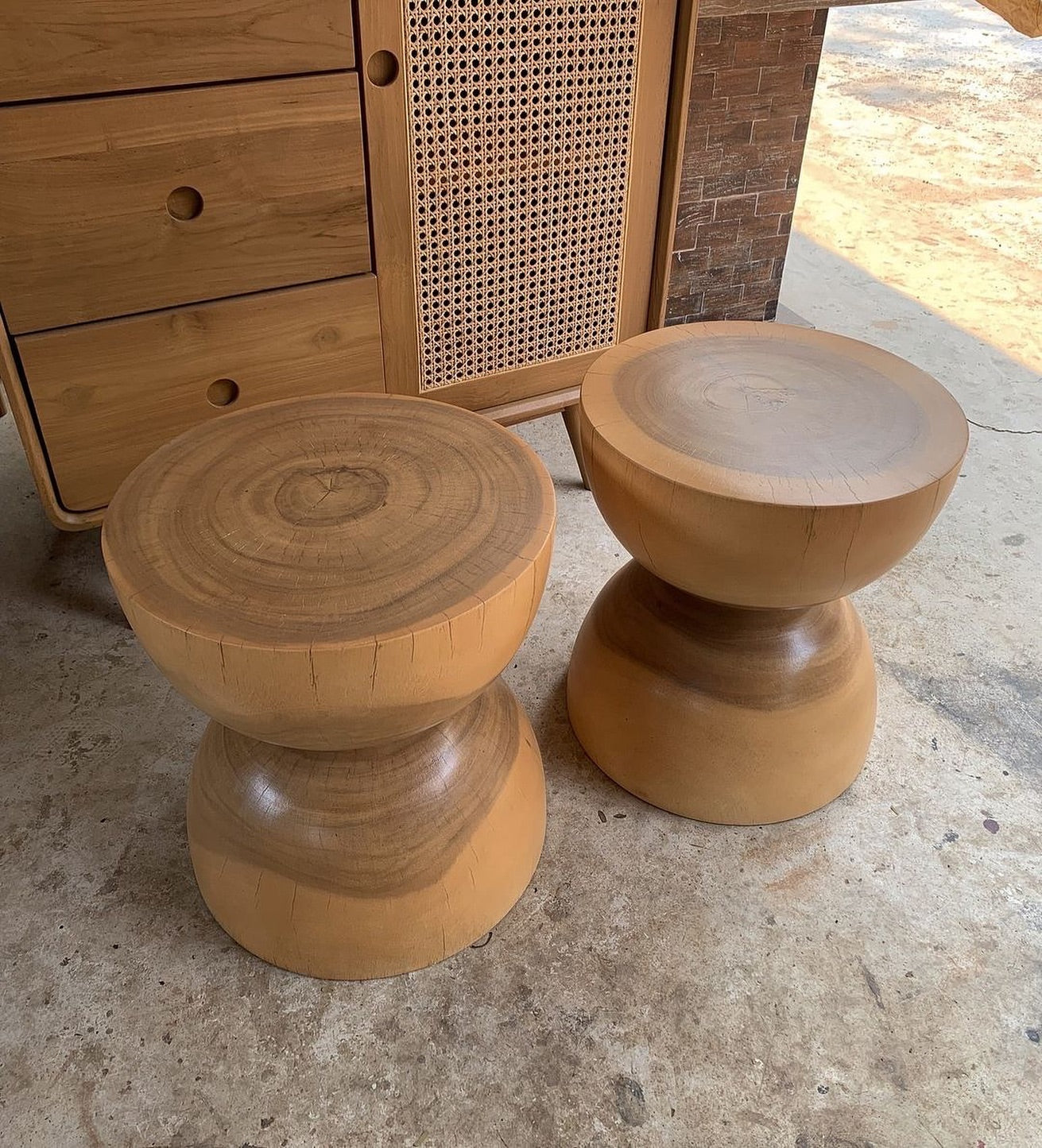 Handcrafted Carved Nightstand with Antique Wooden Detailing