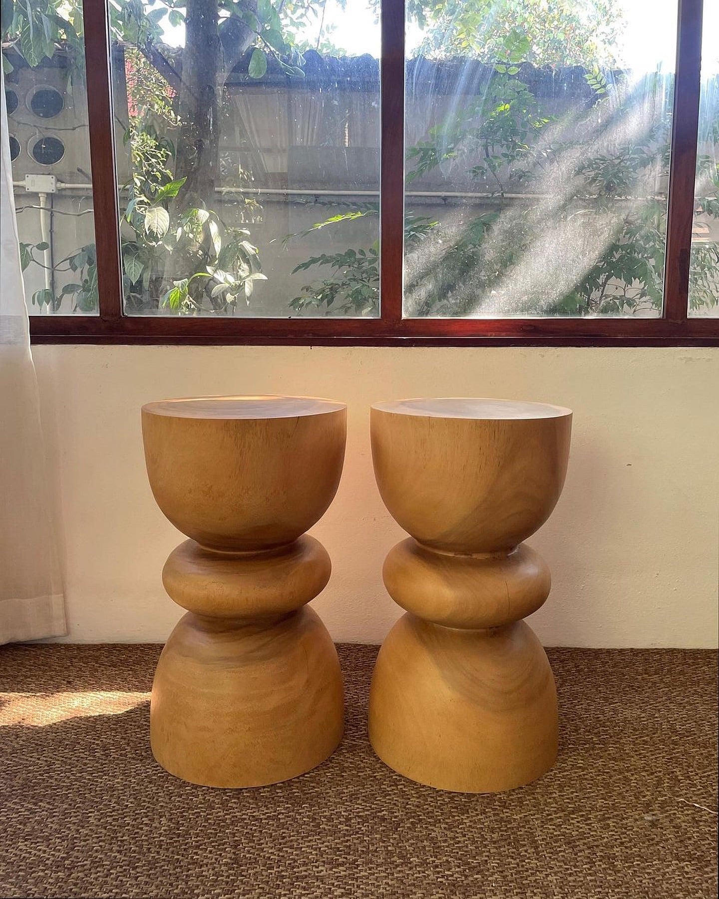 Handcrafted Carved Nightstand with Antique Wooden Detailing