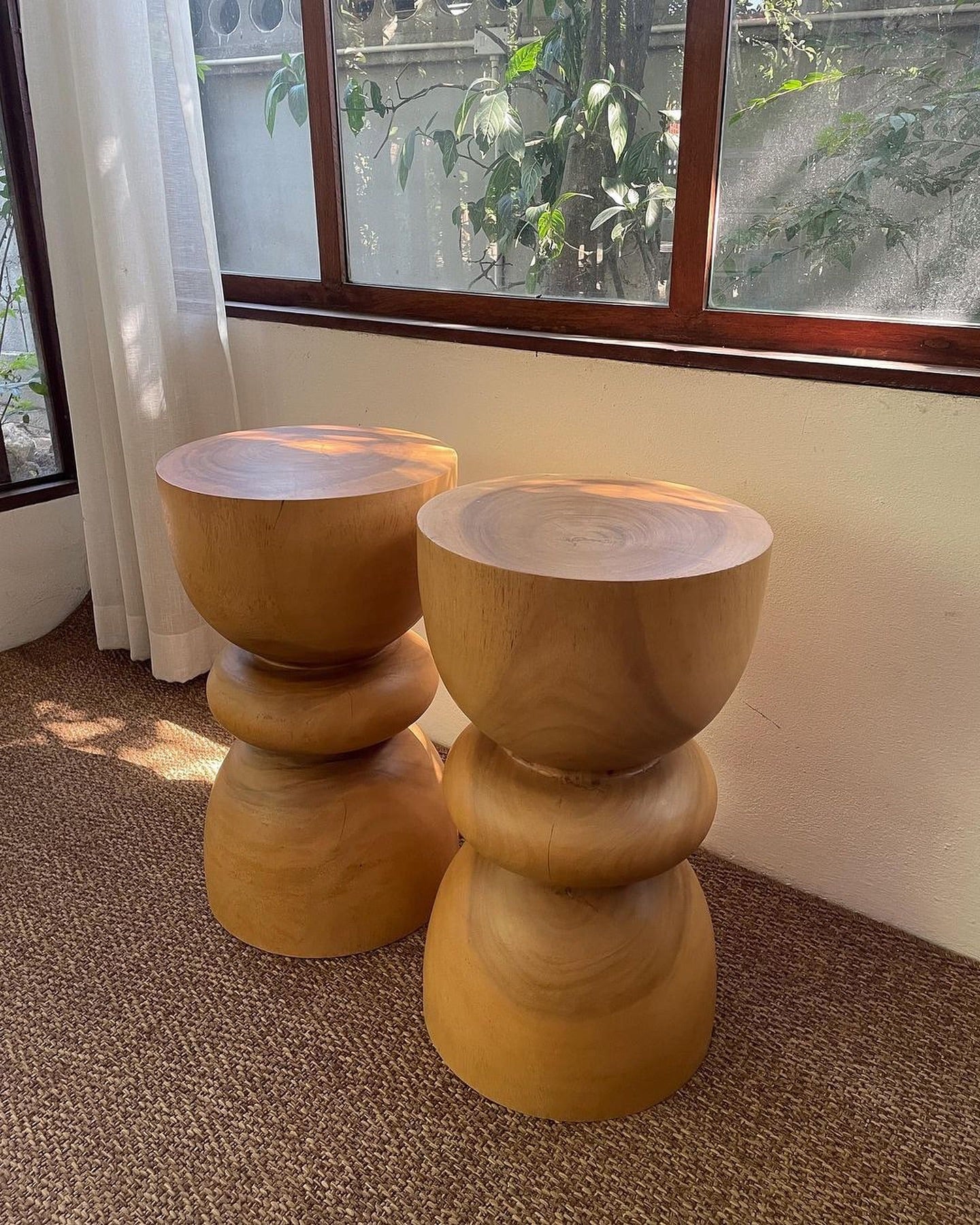 Handcrafted Carved Nightstand with Antique Wooden Detailing