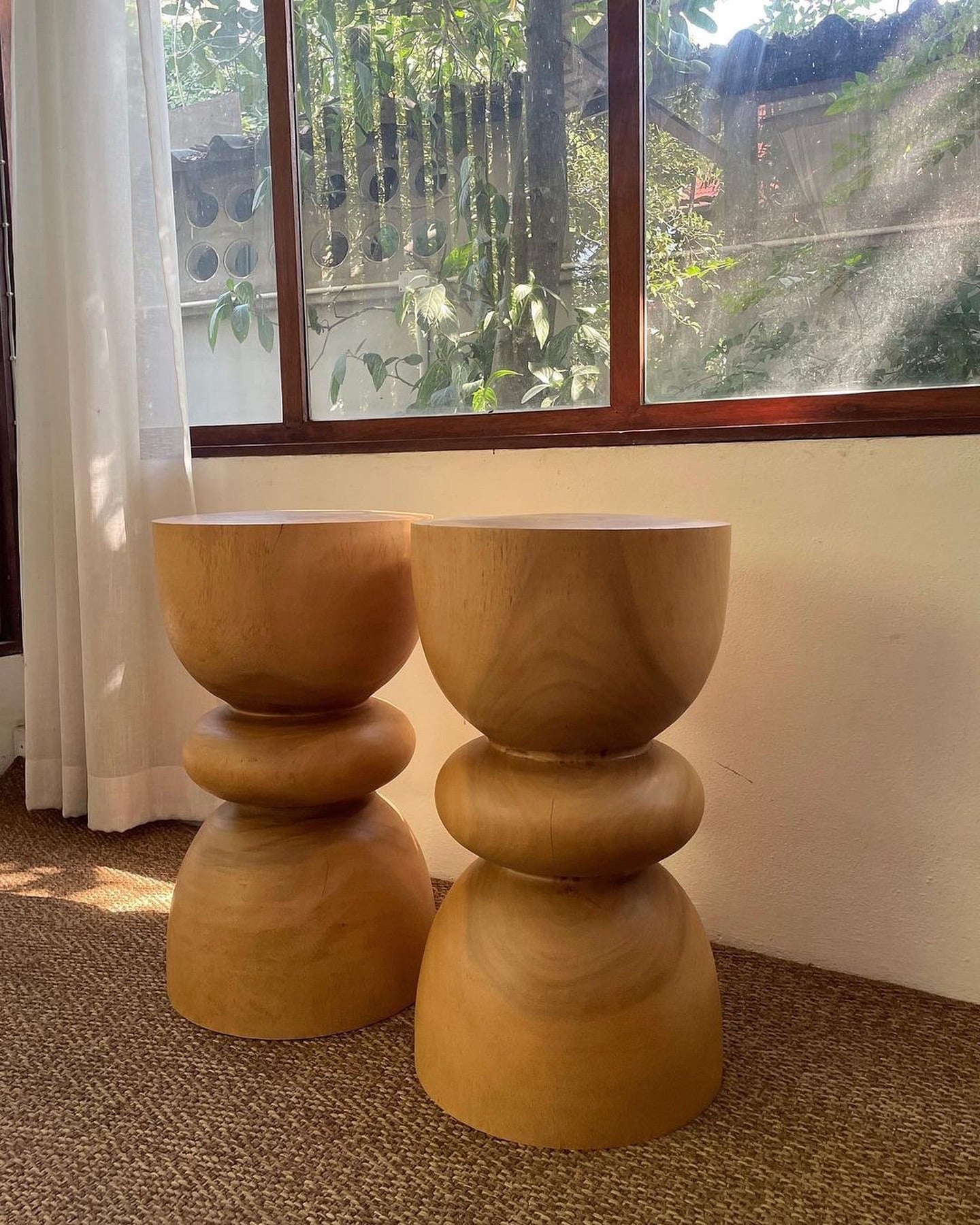 Handcrafted Carved Nightstand with Antique Wooden Detailing