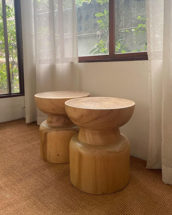 Designer Carved Wooden Bedside Table with Storage Space