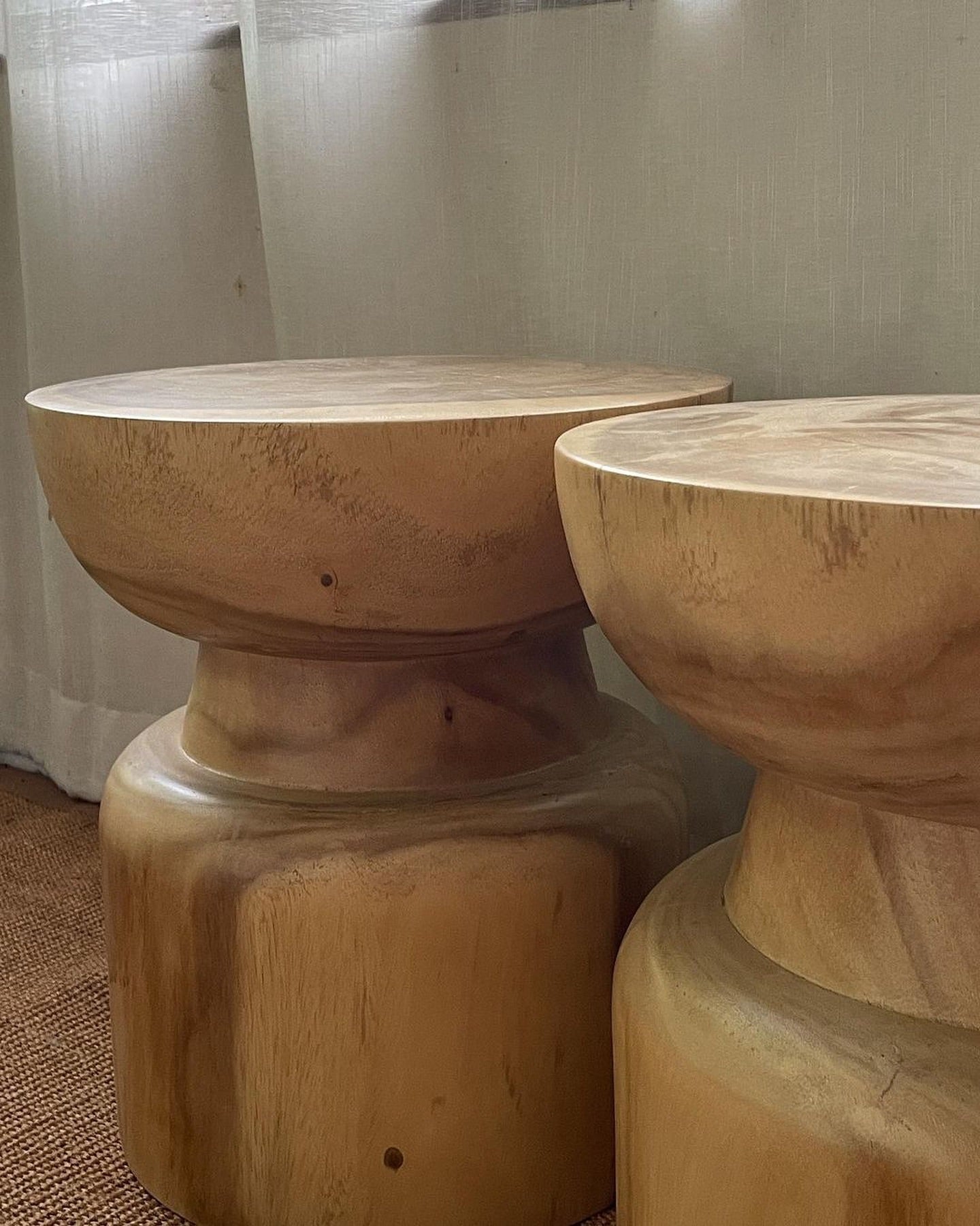 Designer Carved Wooden Bedside Table with Storage Space