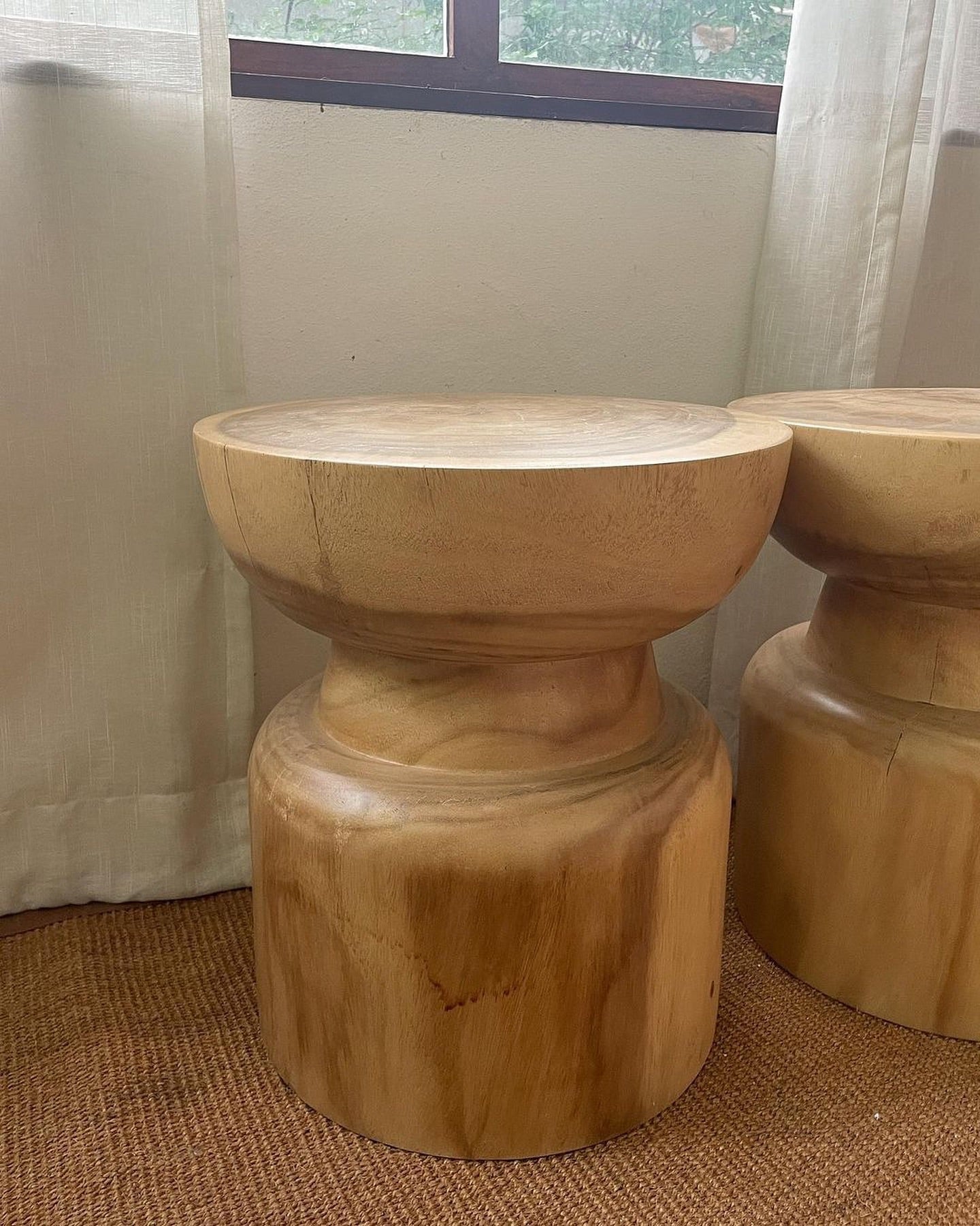 Designer Carved Wooden Bedside Table with Storage Space