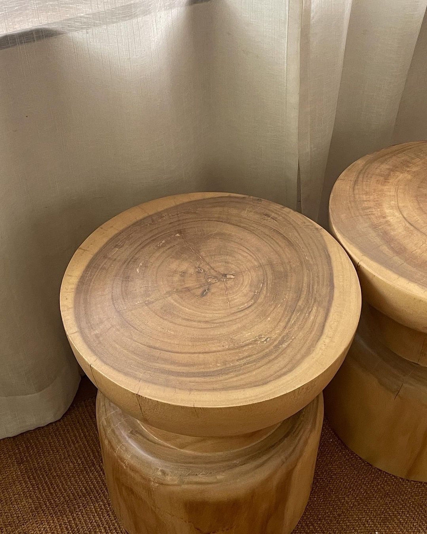 Designer Carved Wooden Bedside Table with Storage Space